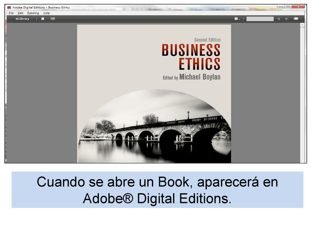 Cuando se abre un Book, aparecerá en Adobe® Digital Editions.