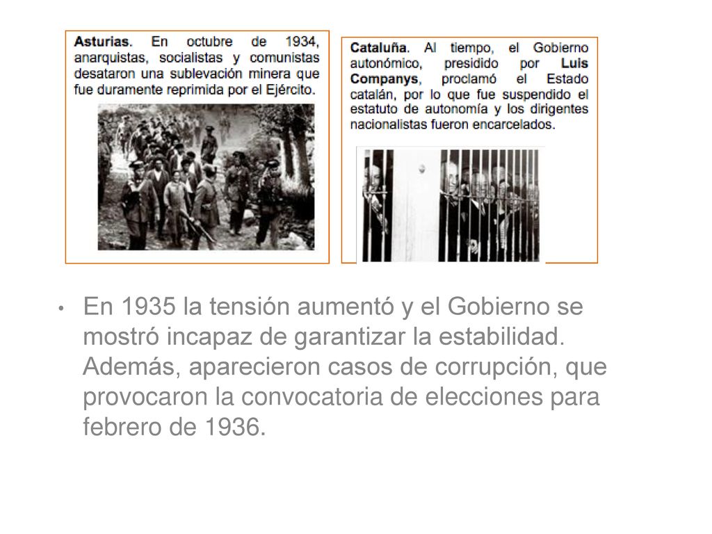 En 1935 la tensión aumentó y el Gobierno se mostró incapaz de garantizar la estabilidad.