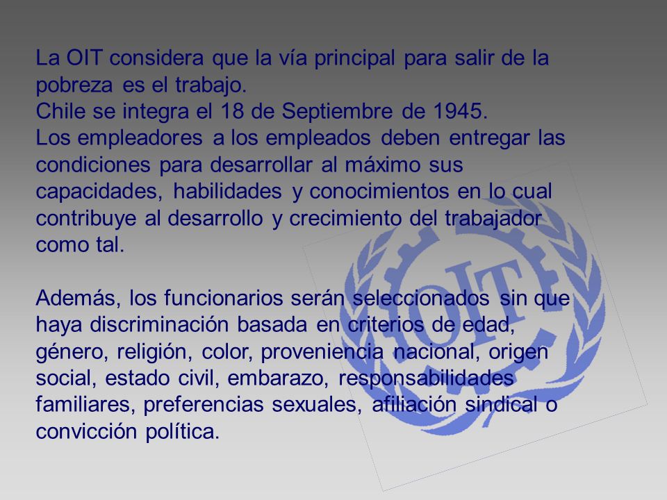 La OIT considera que la vía principal para salir de la pobreza es el trabajo.