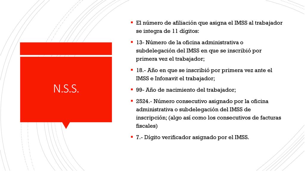 El número de afiliación que asigna el IMSS al trabajador se integra de 11 dígitos: