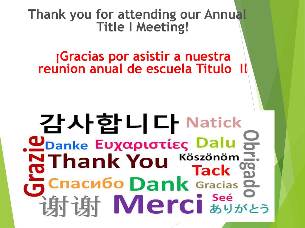 Annual Title I Meeting 2016 Thank you for attending our Annual Title I Meeting.