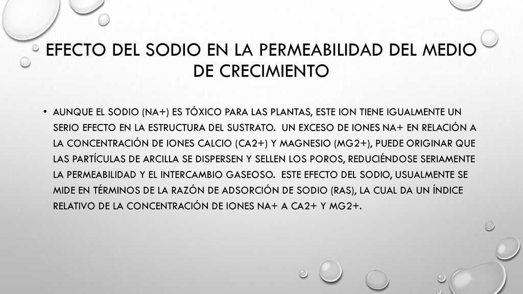 Efecto del sodio en la permeabilidad del medio de crecimiento