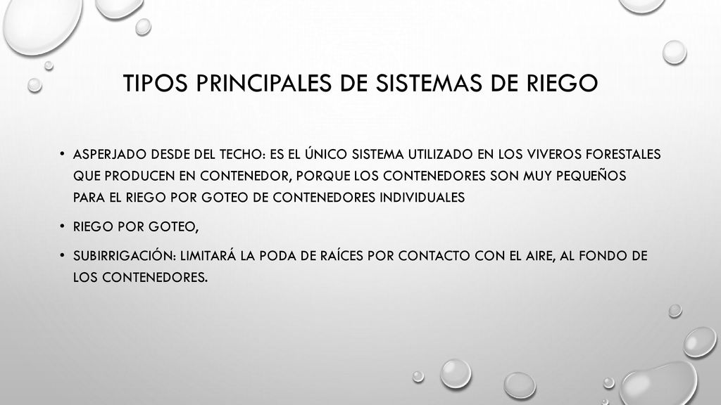 tipos principales de sistemas de riego