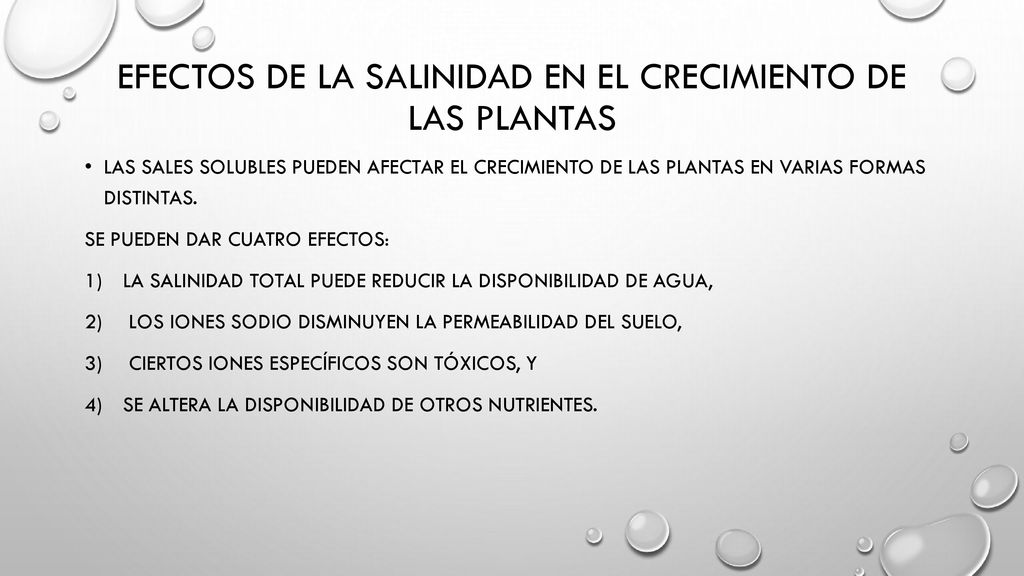 Efectos de la salinidad en el crecimiento de las plantas