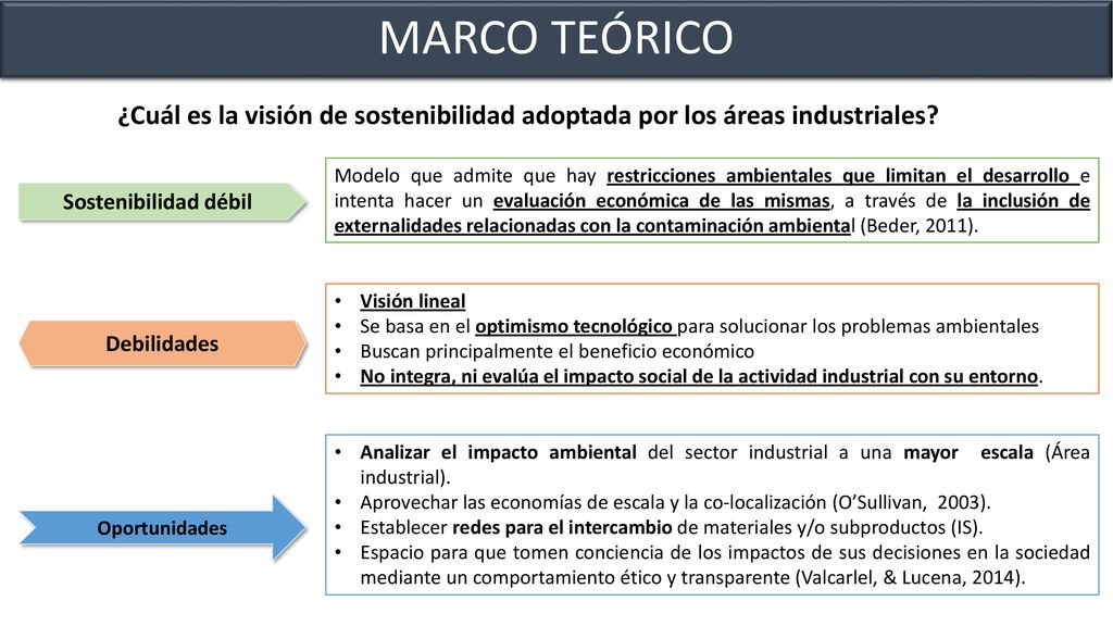 MARCO TEÓRICO ¿Cuál es la visión de sostenibilidad adoptada por los áreas industriales