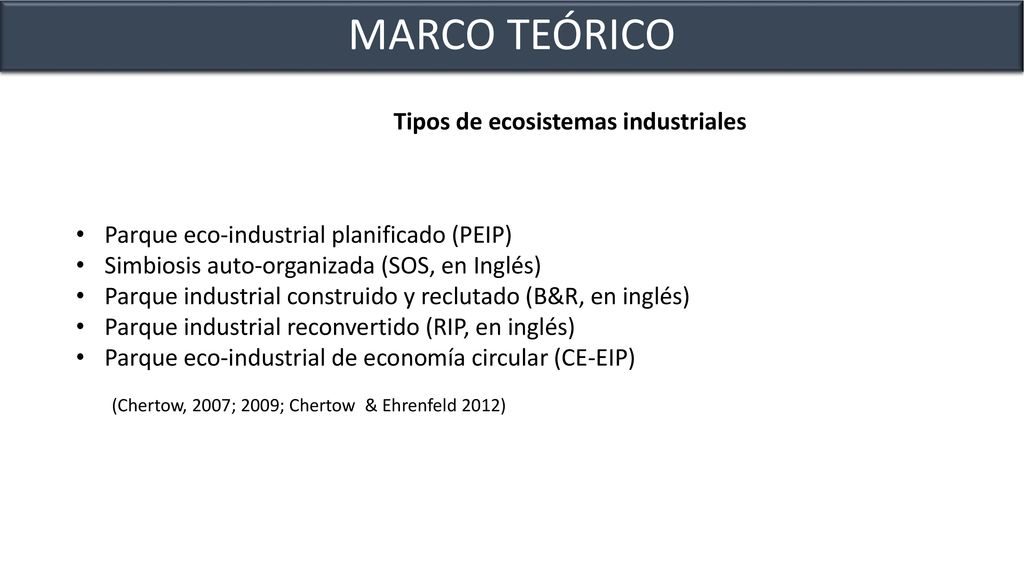 MARCO TEÓRICO Tipos de ecosistemas industriales