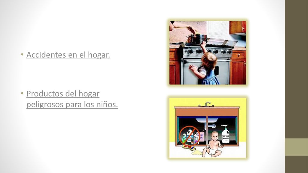 Accidentes en el hogar. Productos del hogar peligrosos para los niños.