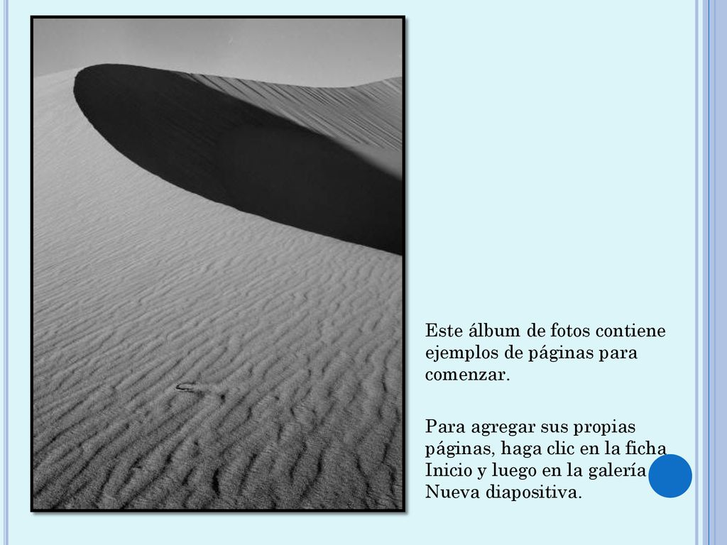 Este álbum de fotos contiene ejemplos de páginas para comenzar.