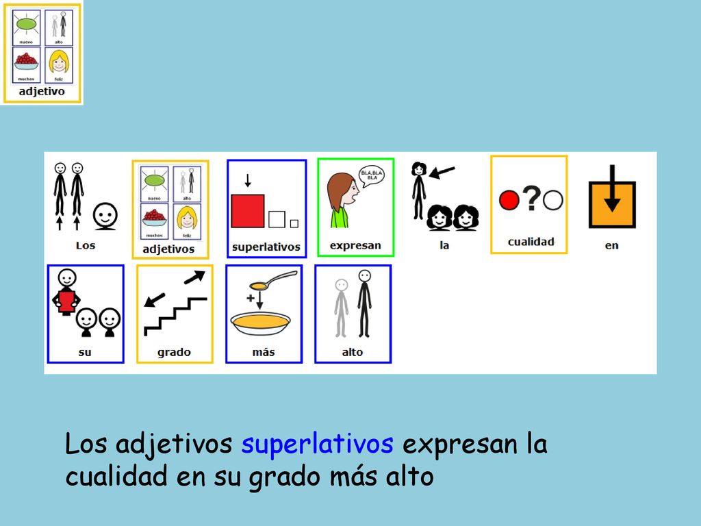 Los adjetivos superlativos expresan la cualidad en su grado más alto