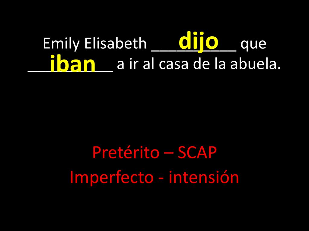 Emily Elisabeth __________ que __________ a ir al casa de la abuela.