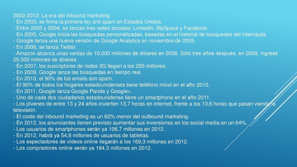 : La era del inbound marketing - En 2003, se firma la primera ley anti spam en Estados Unidos.