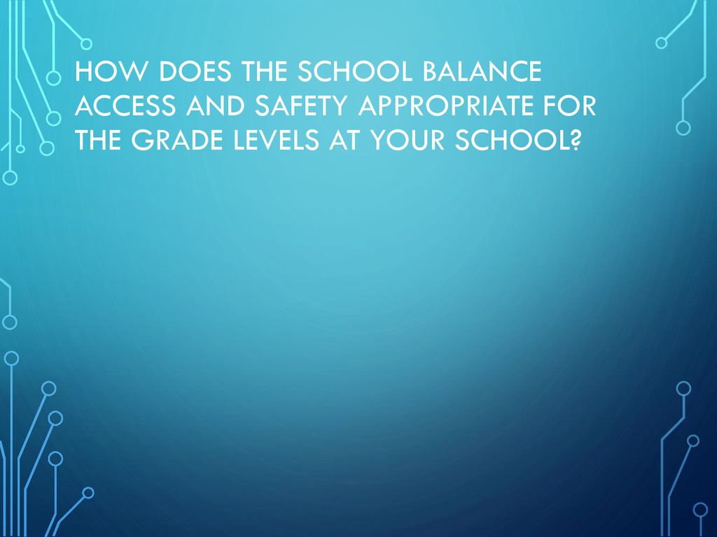 How does the school balance access and safety appropriate for the grade levels at your school