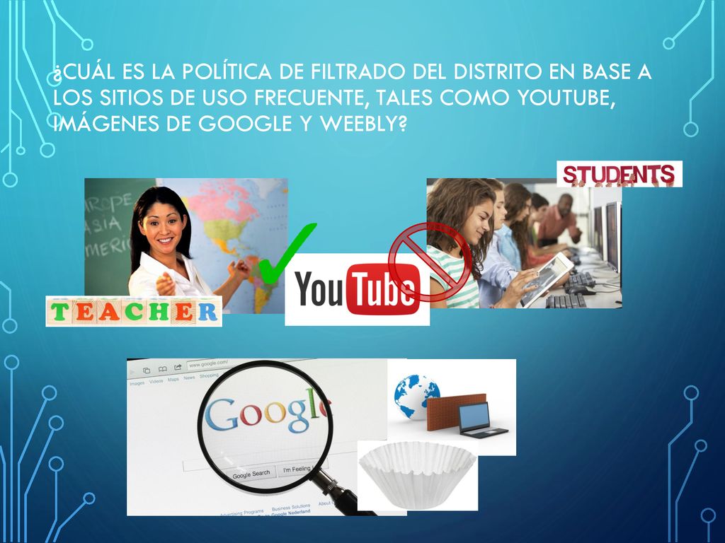 ¿Cuál es la política de filtrado del Distrito en base a los sitios de uso frecuente, tales como YouTube, Imágenes de Google Y Weebly