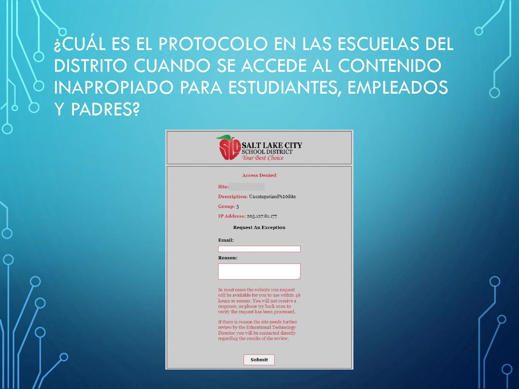 ¿Cuál es el protocolo en las escuelas del Distrito cuando se accede al contenido inapropiado para estudiantes, empleados y padres