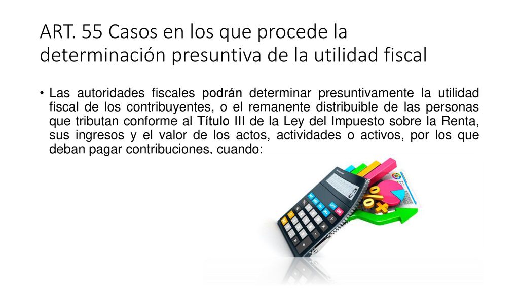 ART. 55 Casos en los que procede la determinación presuntiva de la utilidad fiscal