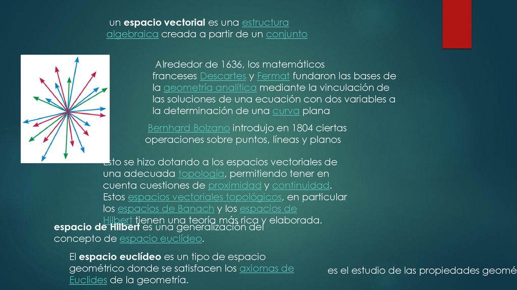 un espacio vectorial es una estructura algebraica creada a partir de un conjunto