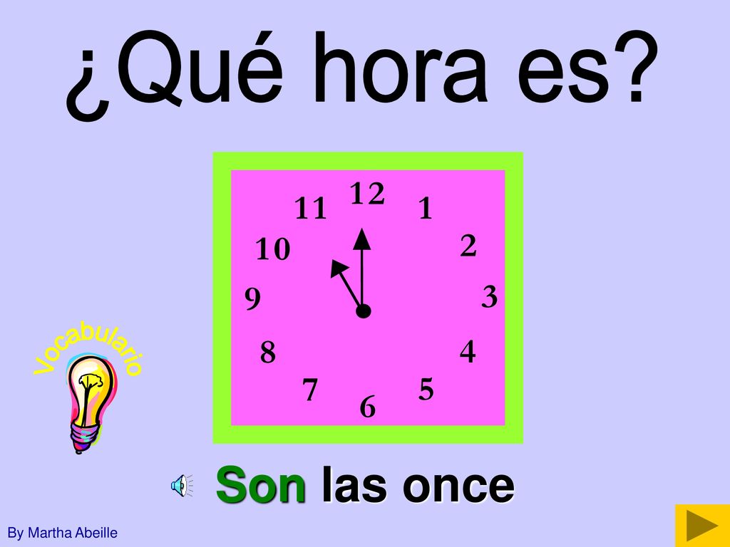 ¿Qué hora es Vocabulario Son las once By Martha Abeille