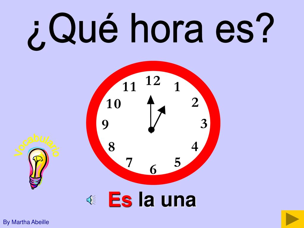 ¿Qué hora es Vocabulario Es la una By Martha Abeille