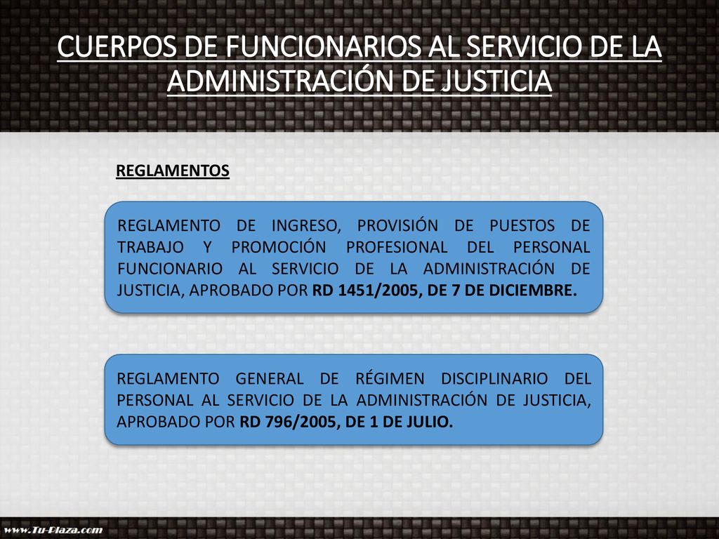 CUERPOS DE FUNCIONARIOS AL SERVICIO DE LA ADMINISTRACIÓN DE JUSTICIA