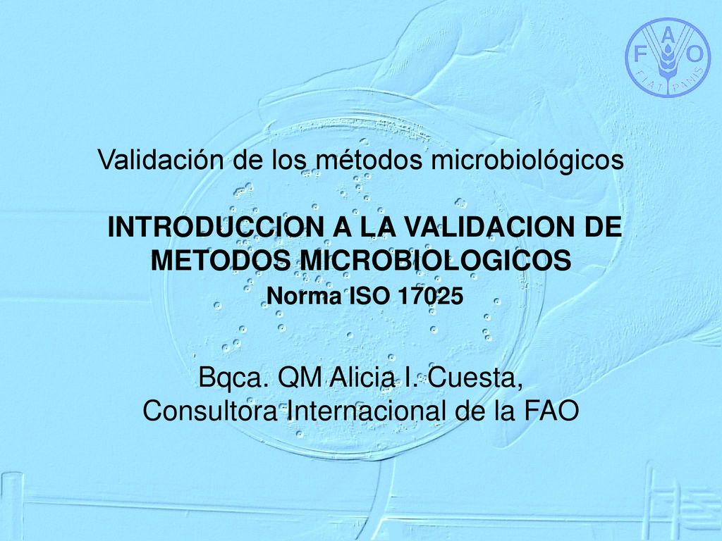Bqca. QM Alicia I. Cuesta, Consultora Internacional de la FAO