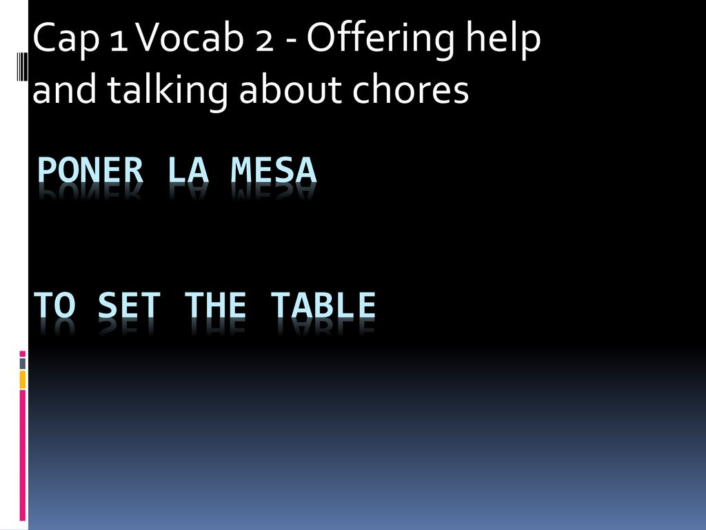 Cap 1 Vocab 2 - Offering help and talking about chores