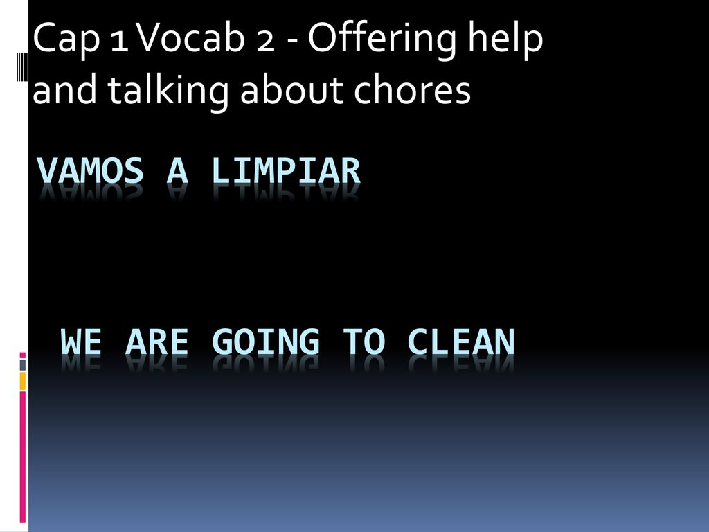 Cap 1 Vocab 2 - Offering help and talking about chores