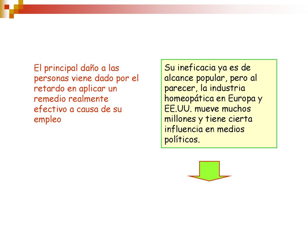 El principal daño a las personas viene dado por el retardo en aplicar un remedio realmente efectivo a causa de su empleo