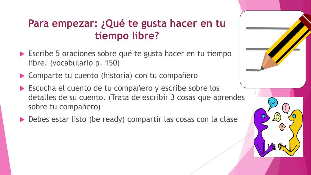 Para empezar: ¿Qué te gusta hacer en tu tiempo libre