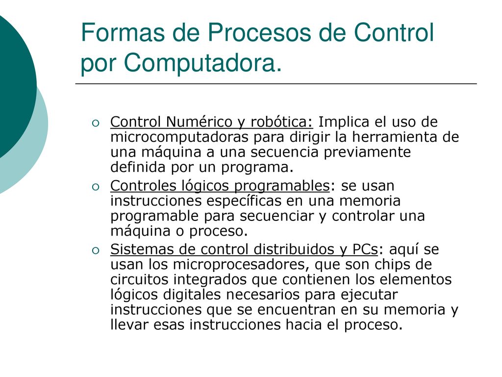 Formas de Procesos de Control por Computadora.