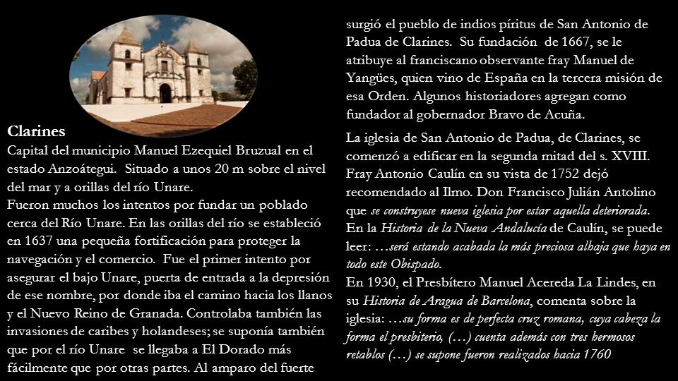 surgió el pueblo de indios píritus de San Antonio de Padua de Clarines