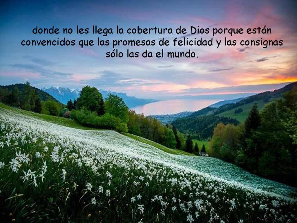 donde no les llega la cobertura de Dios porque están convencidos que las promesas de felicidad y las consignas sólo las da el mundo.