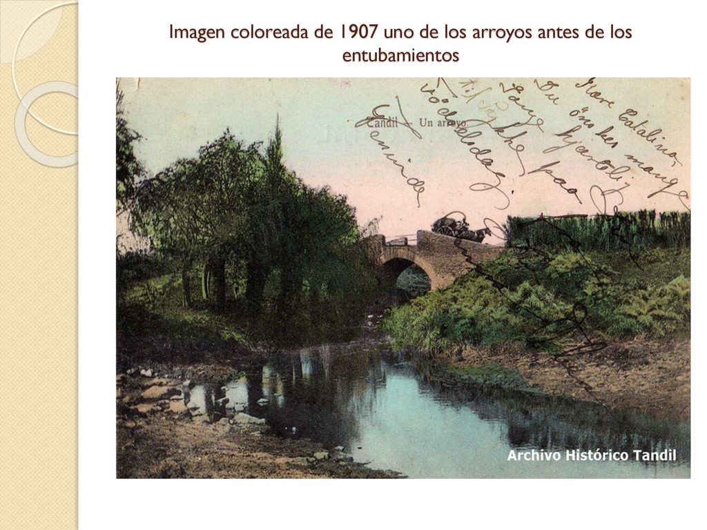 Imagen coloreada de 1907 uno de los arroyos antes de los entubamientos