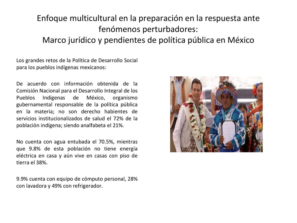 Enfoque multicultural en la preparación en la respuesta ante fenómenos perturbadores: Marco jurídico y pendientes de política pública en México