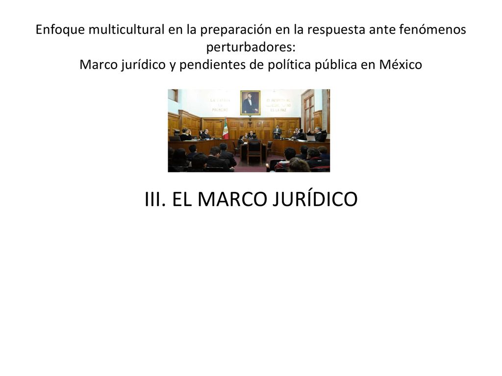 Enfoque multicultural en la preparación en la respuesta ante fenómenos perturbadores: Marco jurídico y pendientes de política pública en México