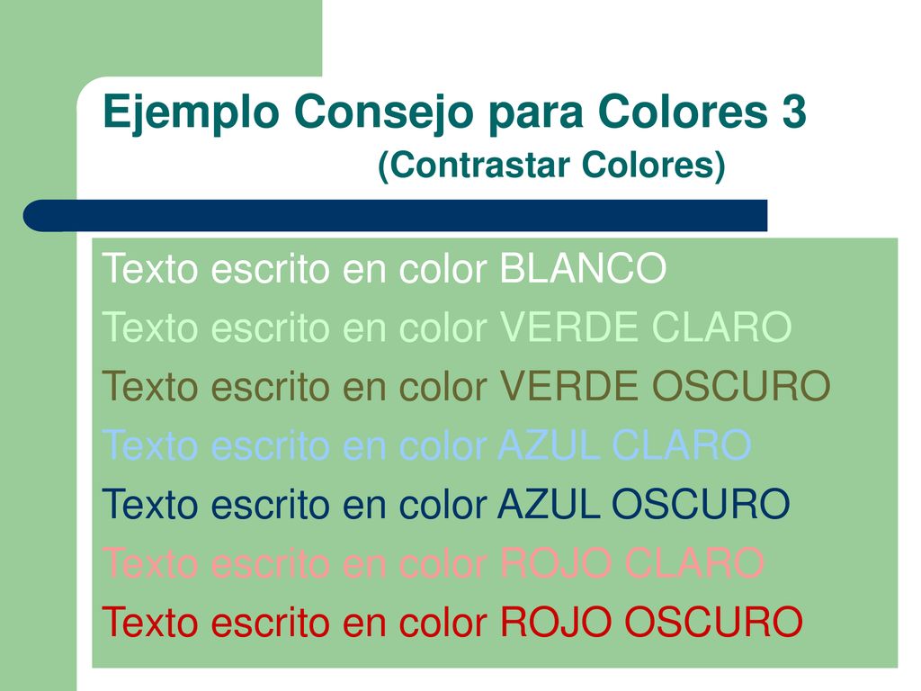 Ejemplo Consejo para Colores 3 (Contrastar Colores)