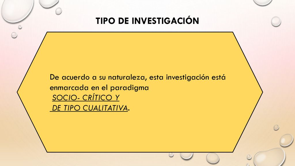Tipo de investigación De acuerdo a su naturaleza, esta investigación está enmarcada en el paradigma.