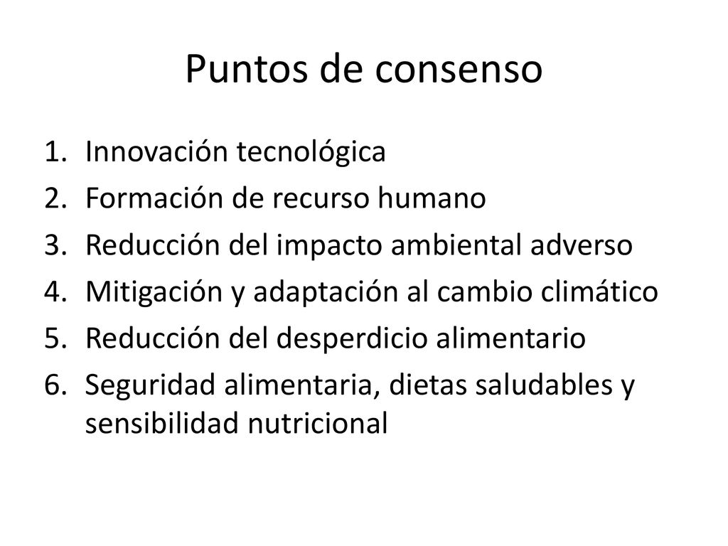 Puntos de consenso Innovación tecnológica Formación de recurso humano