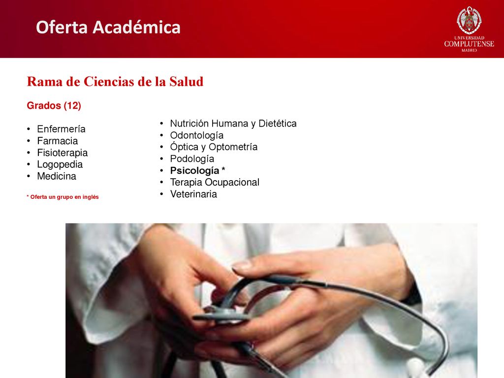 Oferta Académica Rama de Ciencias de la Salud Grados (12) Enfermería