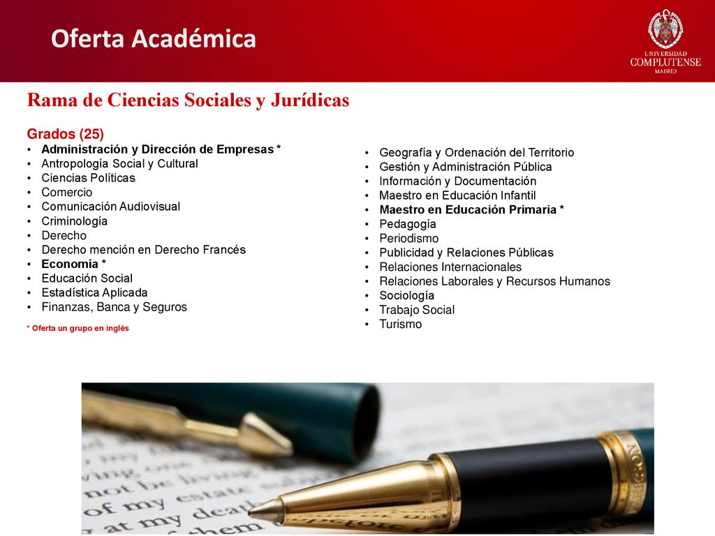 Oferta Académica Rama de Ciencias Sociales y Jurídicas Grados (25)