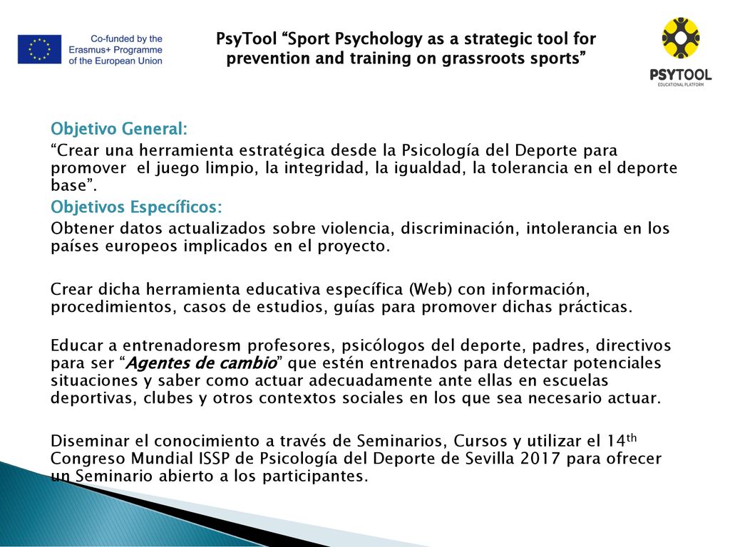 PsyTool Sport Psychology as a strategic tool for prevention and training on grassroots sports