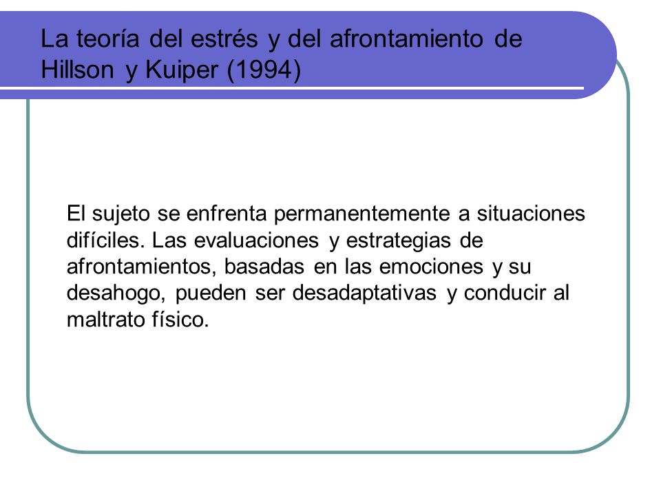 La teoría del estrés y del afrontamiento de Hillson y Kuiper (1994)