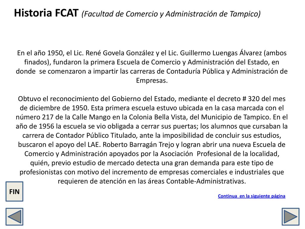 Historia FCAT (Facultad de Comercio y Administración de Tampico)