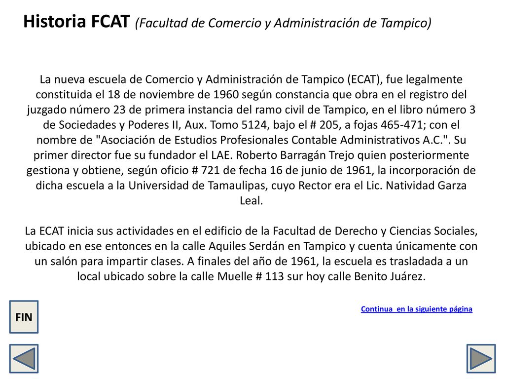 Historia FCAT (Facultad de Comercio y Administración de Tampico)