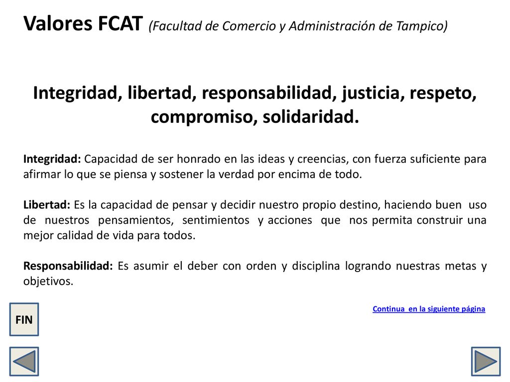 Valores FCAT (Facultad de Comercio y Administración de Tampico)
