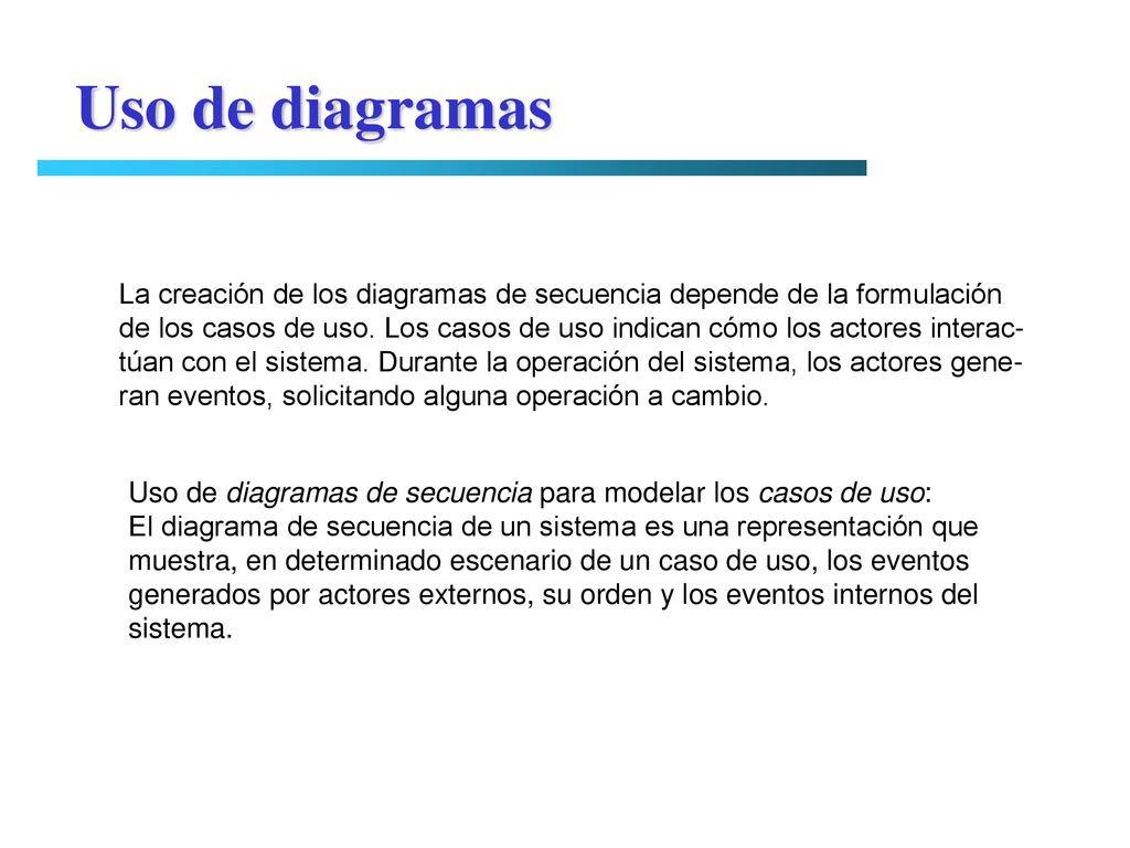 Uso de diagramas La creación de los diagramas de secuencia depende de la formulación.