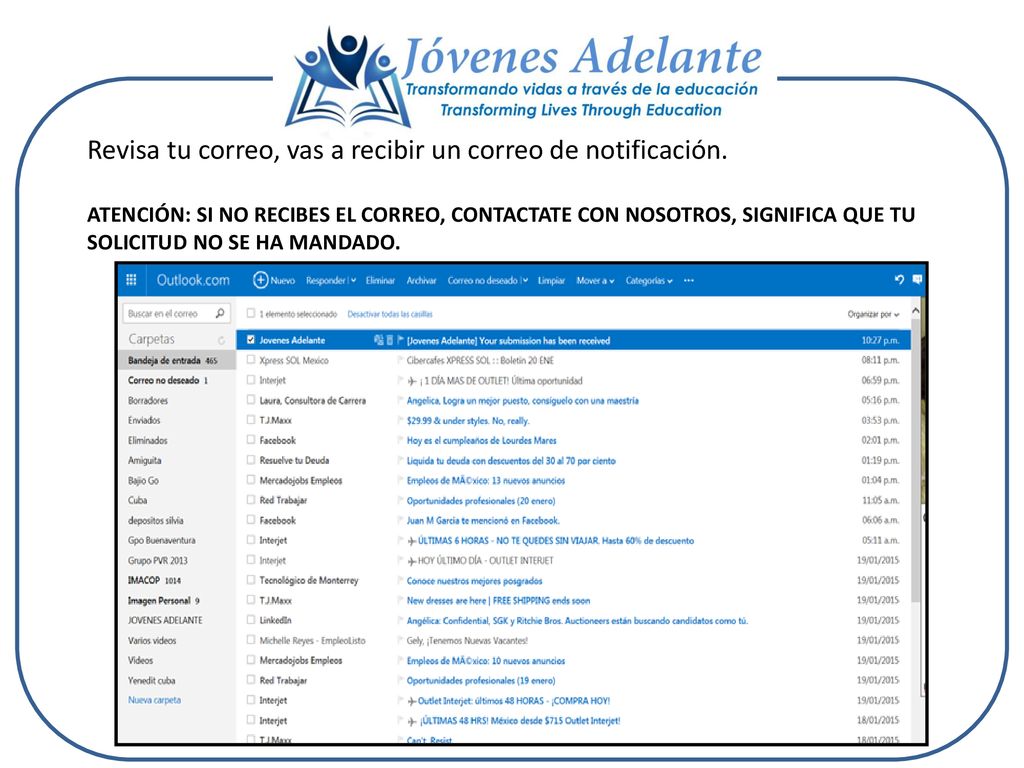 Revisa tu correo, vas a recibir un correo de notificación