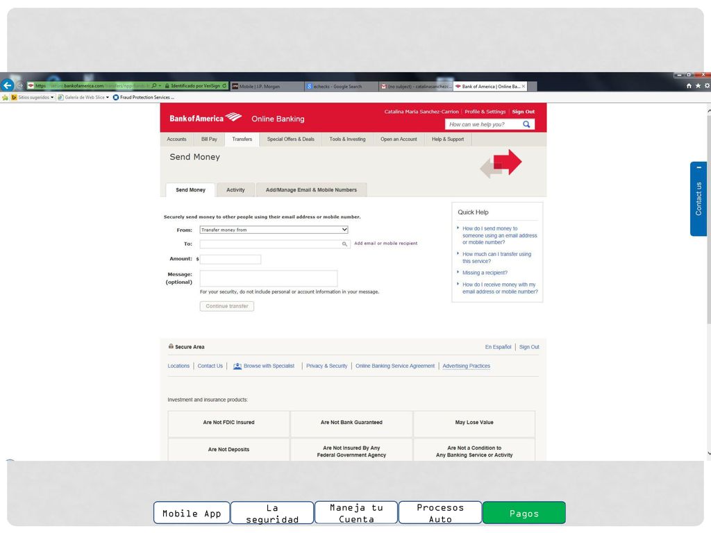 Mobile App La seguridad Maneja tu Cuenta Procesos Auto Pagos