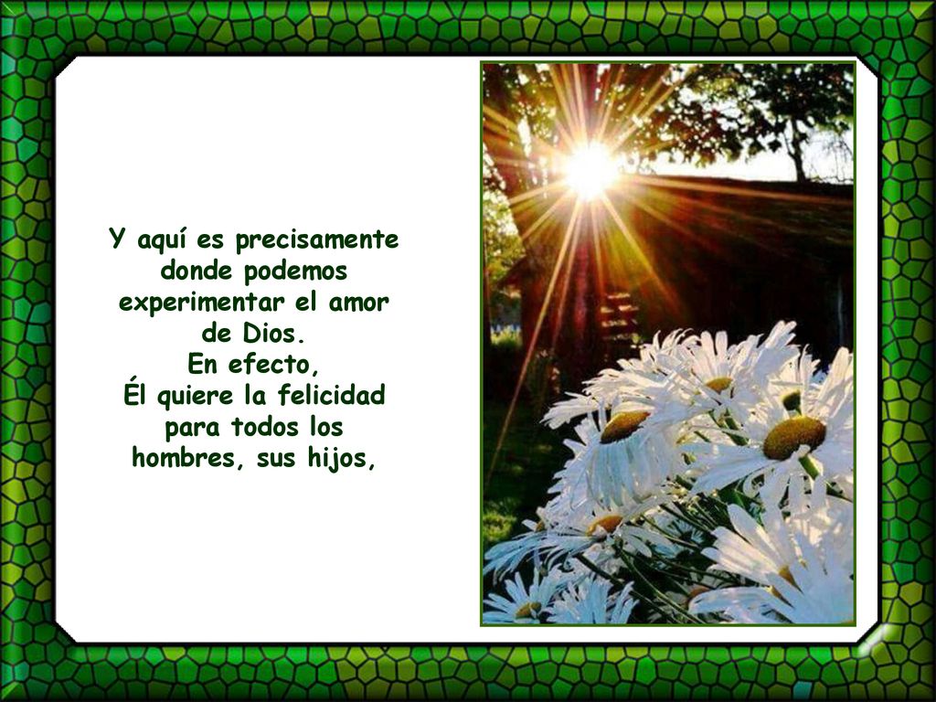 Y aquí es precisamente donde podemos experimentar el amor de Dios.