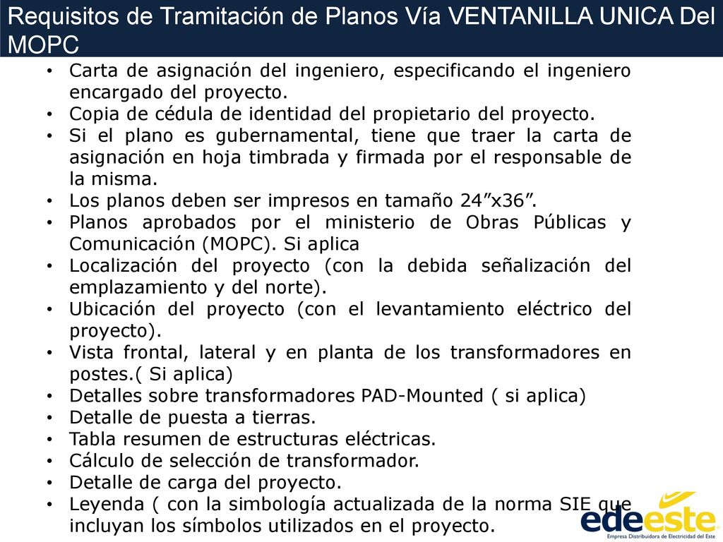Requisitos de Tramitación de Planos Vía VENTANILLA UNICA Del MOPC