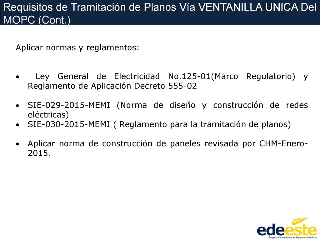 Requisitos de Tramitación de Planos Vía VENTANILLA UNICA Del MOPC (Cont.)